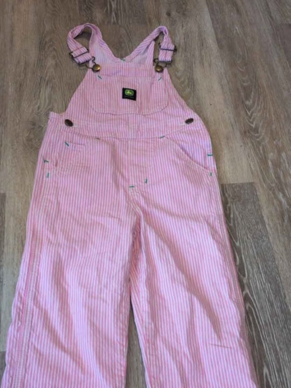 John Deere Pink Striped Overalls size 5 girls